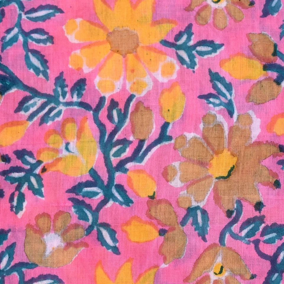 Pure Cotton 10 Yard Floral Print Indian Fabric Running Hand Block Printed Multi - Image 2 of 4
