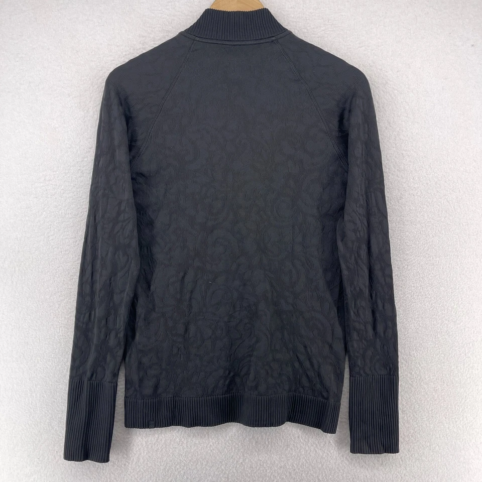 LULULEMON Top 10 Rest Less 1/2 Zip Jacquard Running Workout Thumbholes Black - Image 2 of 4