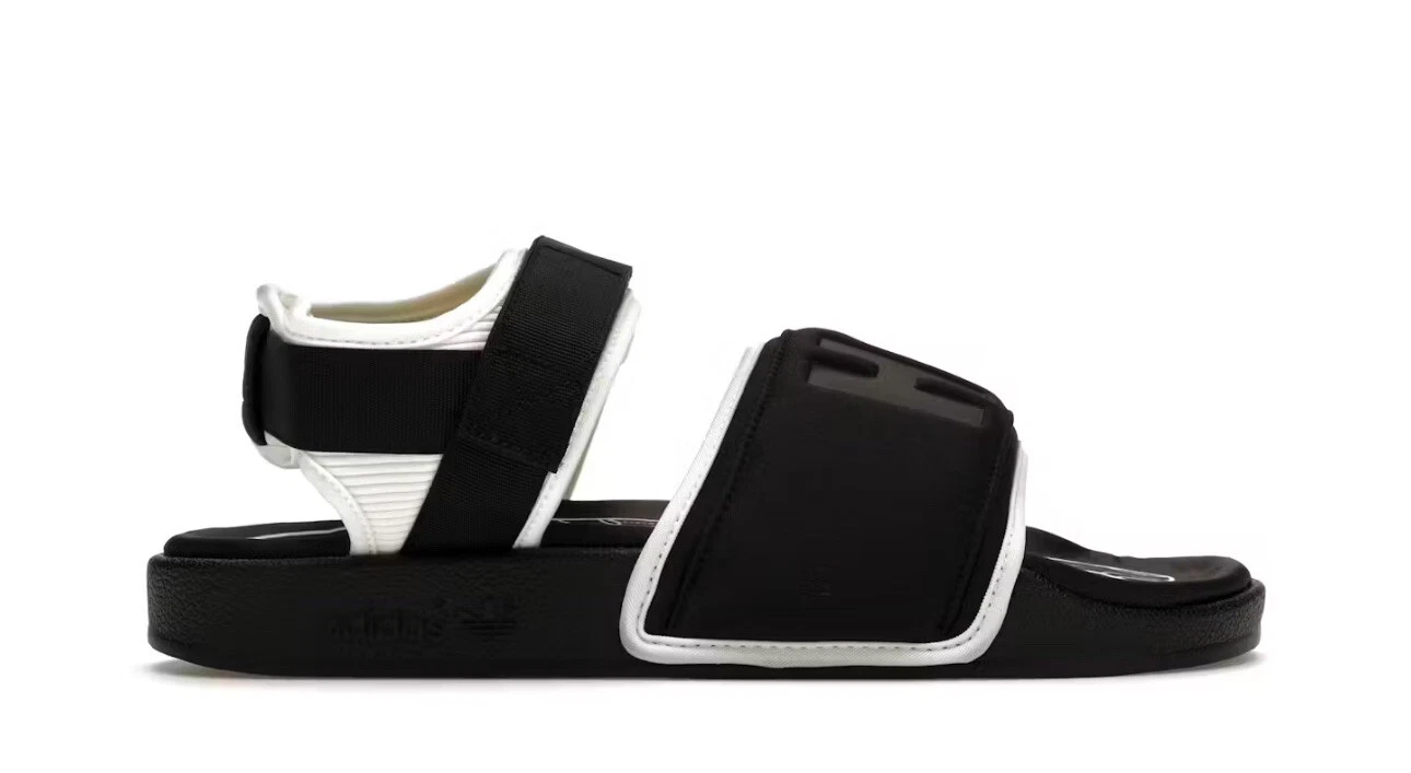 Sandali Adidas x Pharrell Williams Adilette 2.0 da uomo taglia 12 #GZ1892 neri bianchi