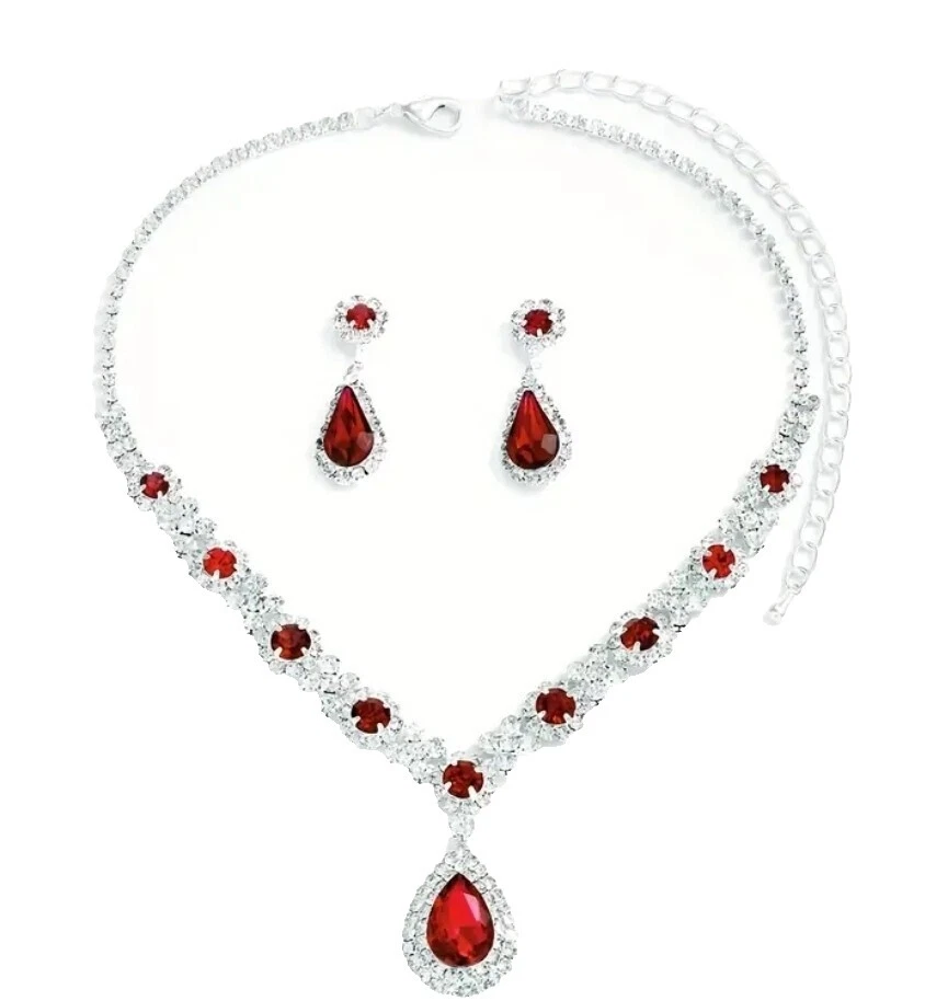 Conjuntos de Joias Moda Rubi Folheado a Prata