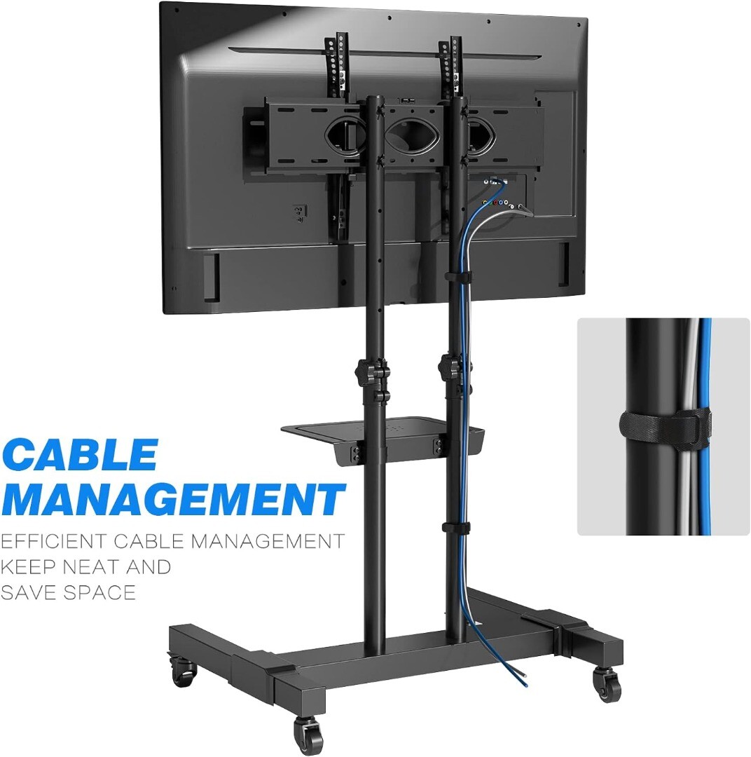 TV Stand MT1001 Mobile Tall TV Stand On Wheels / Castors Height
