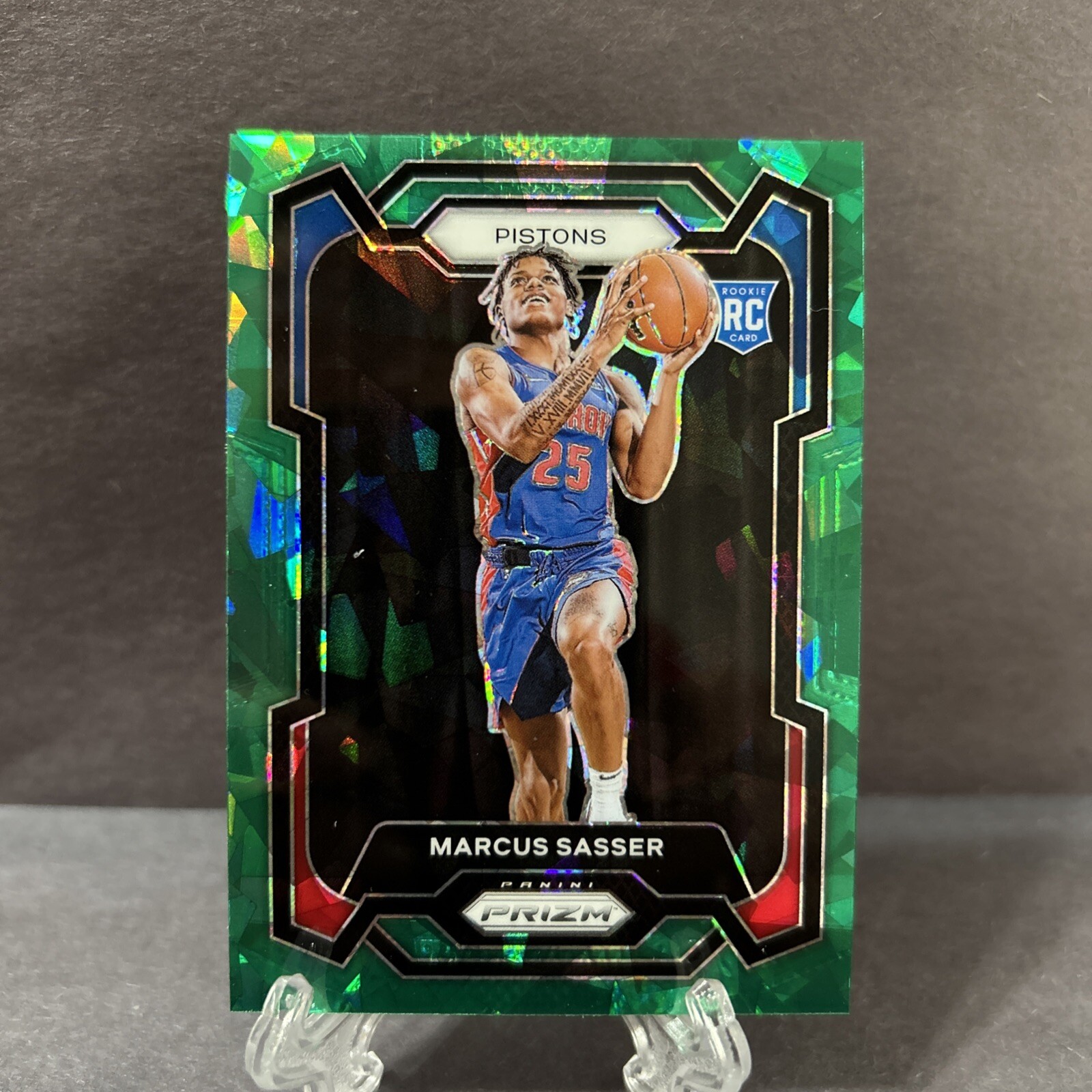 2023-24 Panini Prizm Green Cracked Ice Prizm #174 Marcus Sasser (RC)