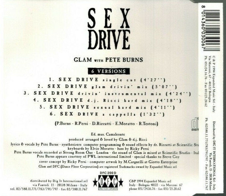 GLAM with Pete Burns - Sex Drive (CD 1994) 6 Trks. | eBay