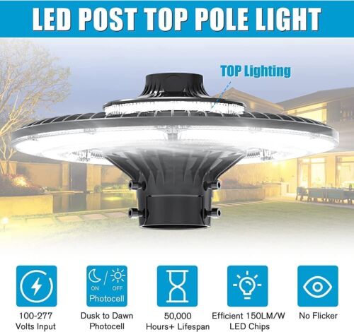 Led Post Top Light with Photocell 80W LED Circular Area Light Outdoor for Street
