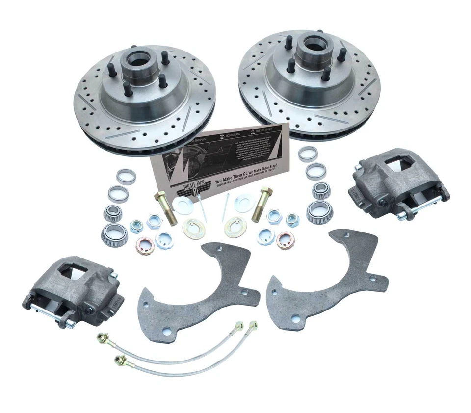 Kit de conversión de freno de disco eléctrico personalizado Ford 1957-1972 rotores perforados/ranurados Foto 3 de 4