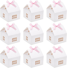 24Pcs White Paper House Shaped Gift Boxes, Classic House Paper Boxes Elegant Hou
