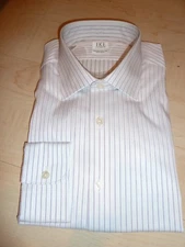 NEW $190 IKE BEHAR MENS SHIRT Sz 15.5 34 Non-Iron Performance white stripe BC 2