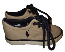 Ralph Lauren Polo - Toddler Boys Canvas Tennis Shoes Sneaker - Size 6 Tan