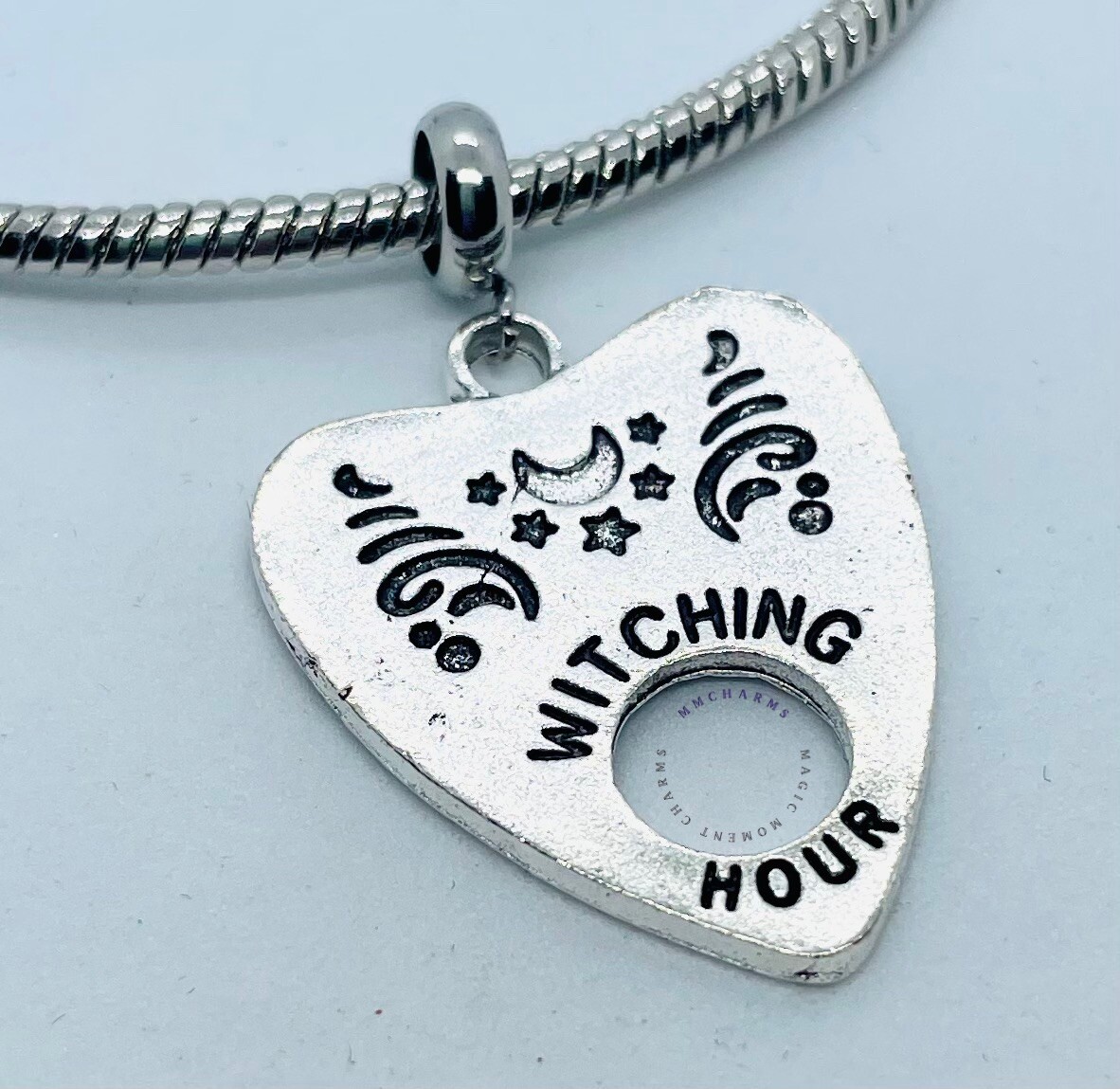 Silver Tone Witch Ghost Tattoo Guitar Plectrum with Witching Hour Charm & Pouch