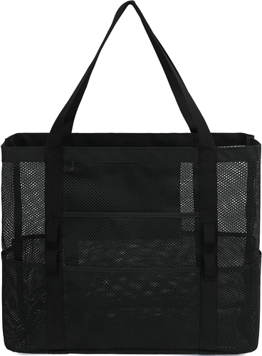 Mesh Beach Bag - Large Beach Tote Bag with Multiple Pockets for Family Beach Bag