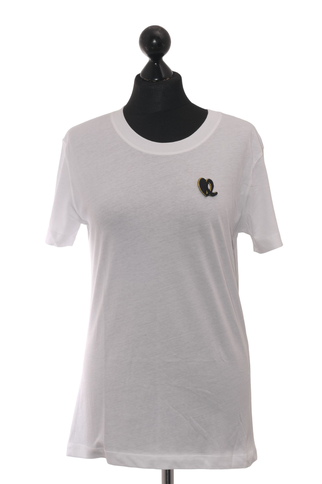 Lala Berlin Cara Heart Ladies T-SHIRT S White Crew Neck short Sleeve Cotton New