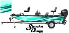 Teal Grunge Fish Pontoon Wrap Fishing Abstract Graphic Bass Boat Decal Vinyl USA