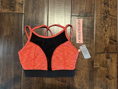 MINKPINK Move Black Colorful Strappy Wireless Sports Bra Size XS NEW NWT