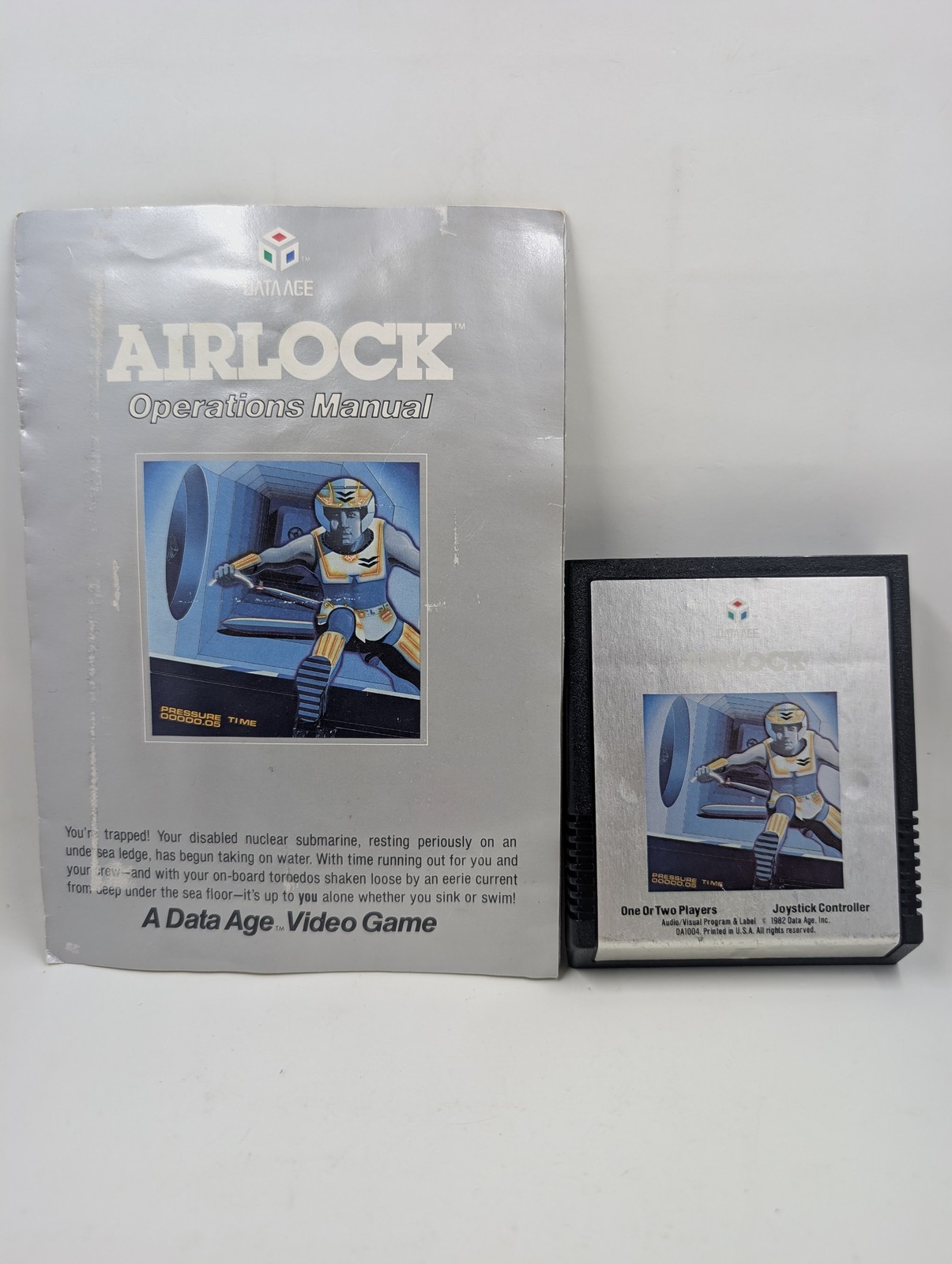 Airlock Atari 2600 Data Age Cartridge & Manual 1982 DA1004 Tested & Cleaned