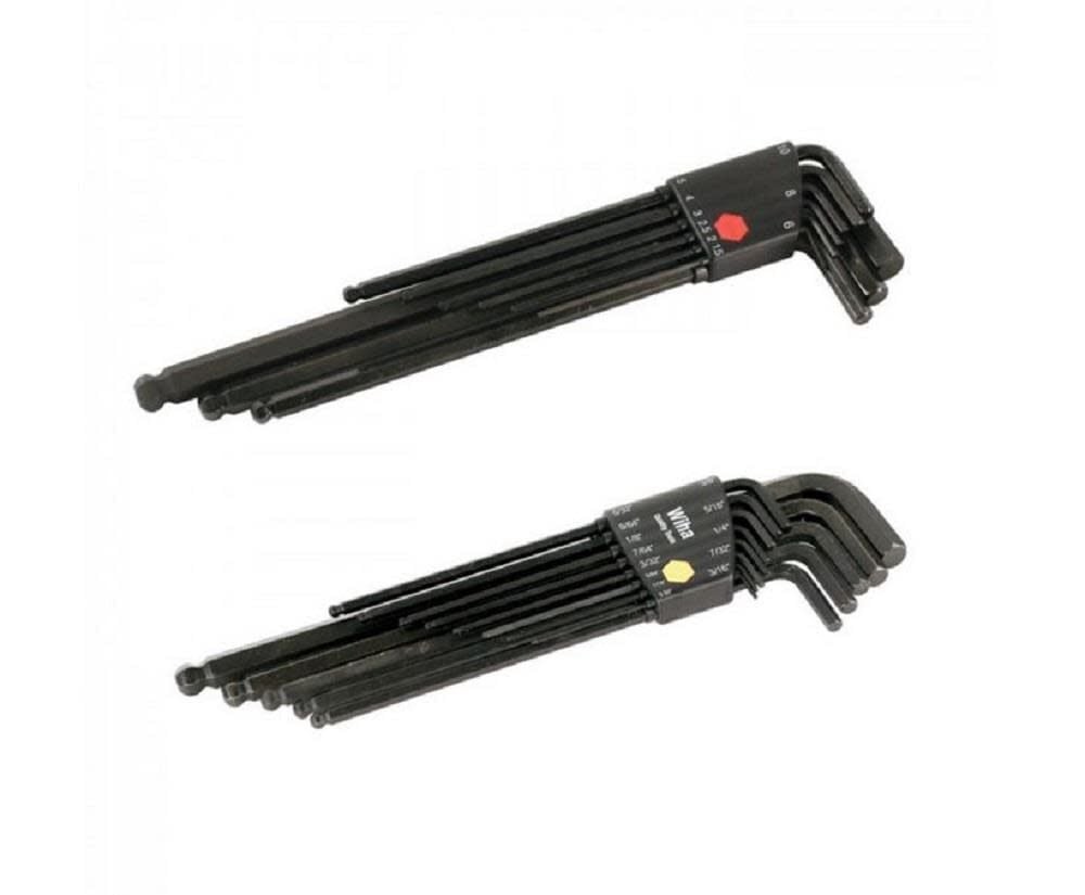 Шестигранный L-образный ключ Wiha с шариковым наконечником, дюймовый/ метрический, 22 шт. в комплекте