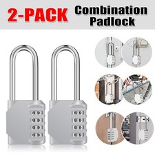 X2 Combination Padlock 4-Digit Weatherproof Security School Long Shackle Lock