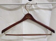 VTG IZOD Wood CLOTHES Pant SUIT HANGER ADVERTISING DEER LIONS SHIELD LOGO 17"