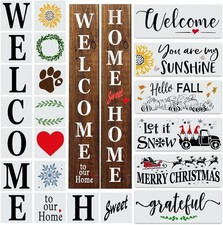 22PCS Large Letter Welcome Stencils for Painting on Wood - Farmhouse Stencils fo