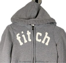 Abercrombie Youth Large Gray Full Zip Hoodie Fleece Logo Casual Preppy Y2K