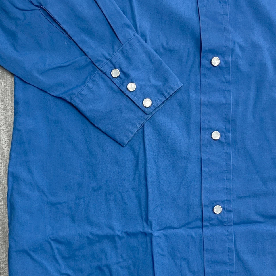 Camisa H Bar C Para Hombres 16/33 (Grande) Azul Perla Occidental A Presión Rodeo Rancho Vaquero Foto 4 de 4