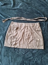 Khaki Green Cargo Mini Skirt With Belt Size L