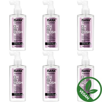 6 x 200 ml | Isana Oh my Gosh OMG Glattspray Anti-Frizz-Effekt Vegan