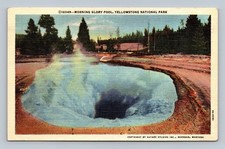 Vintage Morning Glory Pool Yellowstone National Park Linen Postcard