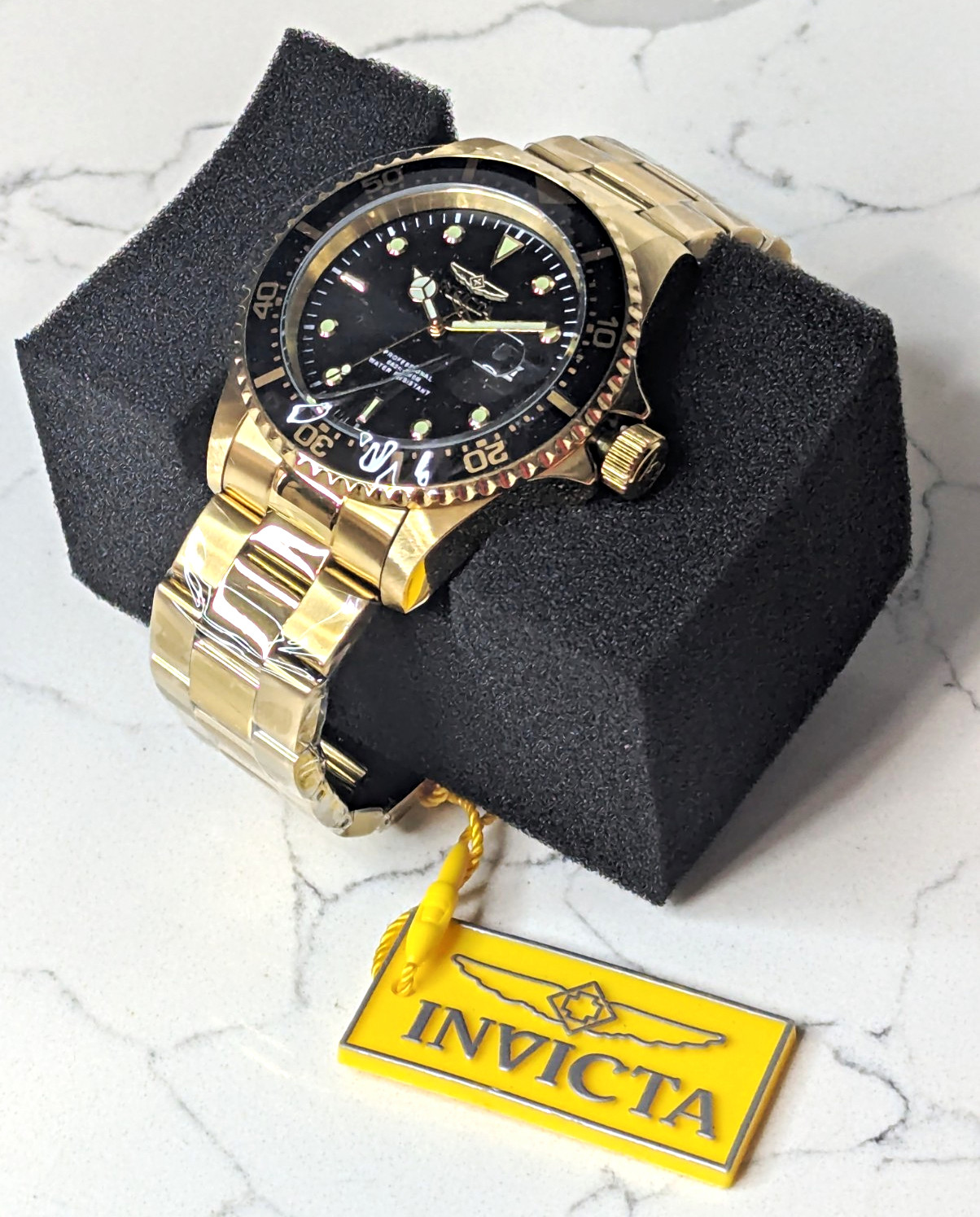 Invicta 22062 Pro Diver Men's 43mm Gold Tone Black Dial Quartz Watch
