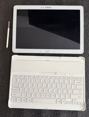 1 Used White Samsung Galaxy Note Pro Sm-p-900 Tablet With Keyboard And Pen