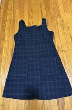 Banana Republic Tweed Empire Plain Navy Waist Mini Dress Women's Size M