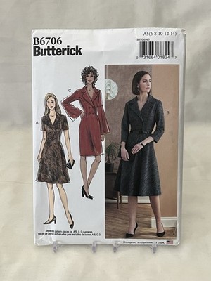 Butterick B7606 Double Breasted Wide Collar Dress Misses Sewing Pattern 6-14 New