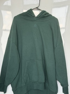 Reebok Men s 2XL Green Pullover Fleece Hoodie Kangaroo Pocket Logo