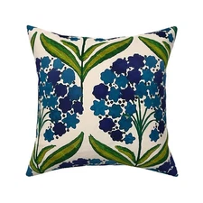 Vintage Pom Pom Flower Hydrangea Flowers Green Printed Square Throw Pillow Cover