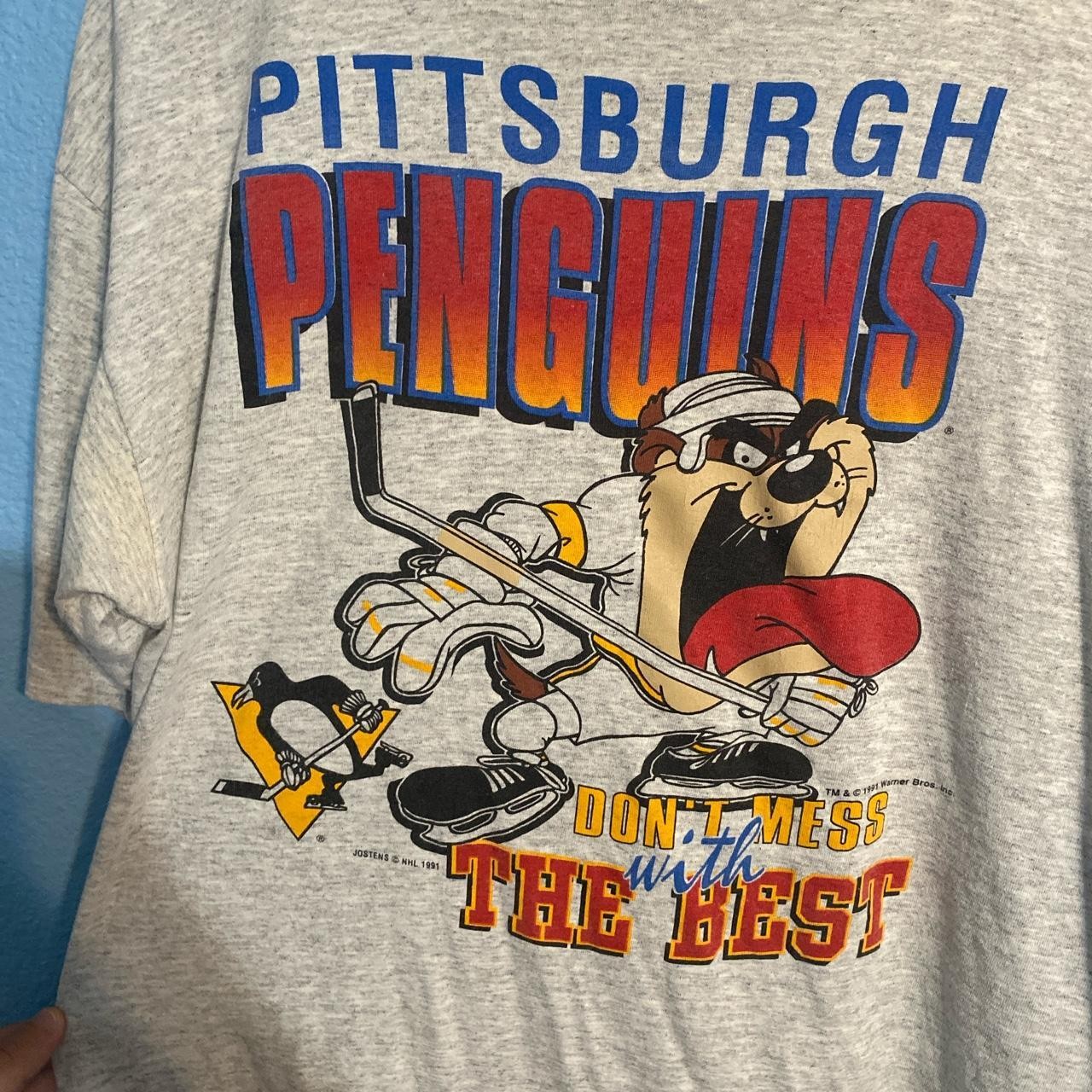 Reprint 1991 Pittsburgh Penguins Taz Looney Tunes T shirt Classic tee HN3446