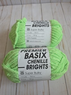 Premier Basix Chenille Brights Kiwi Lot Of 2 112yds 5.3oz
