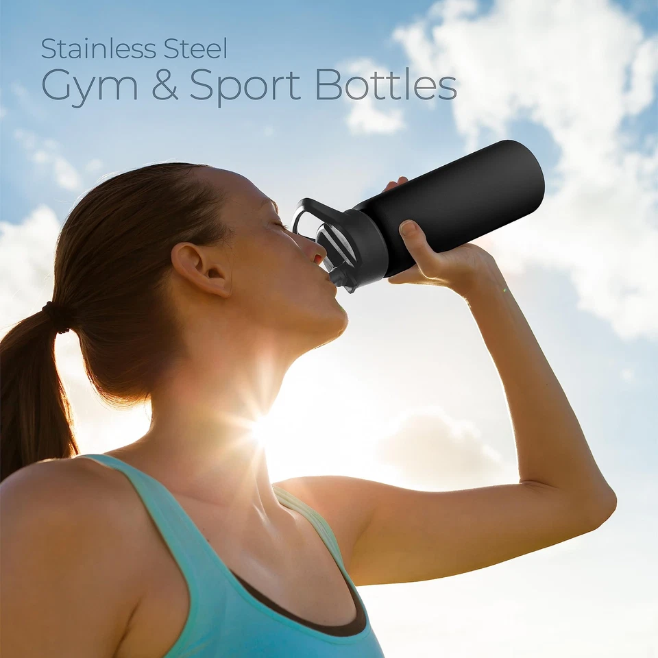 Eco-Friendly 25oz Stainless Steel Water Bottle, Triple Insulation with 3 Lids - Image 3 of 4