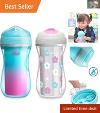 2-Pack Insulated Sippy Cup 9oz   Stylish Floral Design, Spill-Proof for Toddlers