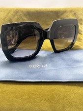 Gucci GG1022S 001 Oversized Square Black Women's Sunglasses Brown Gradient Lens