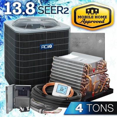 ACiQ 4 Ton Central Air Conditioner & Coil Mobile Home AC System, R454B 30ft Kit