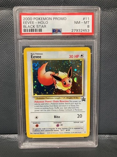 EEVEE [PSA 8] BLACK STAR PROMO -HOLO/SWIRL- VINTAGE POKEMON CARD