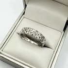 Vintage 925 Sterling Silver Woven Chain Style Ring Size Q 1/2 Band Brick Tank