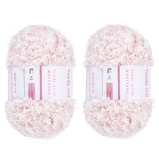 2pcs Fur Yarn Polyester Yarn Fluffy Chunky Yarn Pale Pink for Crocheting,50m
