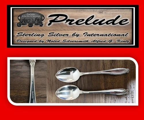 2 International Silver Prelude Sterling Silver Teaspoon  6 inch 52 GRAMS No Mono