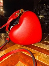 moschino small red heart handbag with gold hardware and a removable strap