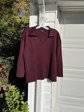 NWT Talbots Pretty Maroon Collared Long Sleeve V- Neck Sweater 2X