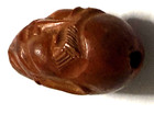 Vintage old Chinese Hand Carved Face Hediao Nut BEAD Buddha? Hole thru to bottom — photo 5