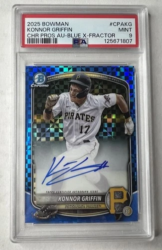 2025 Bowman Konnor Griffin Blue X-Fractor Auto /150 PSA 9