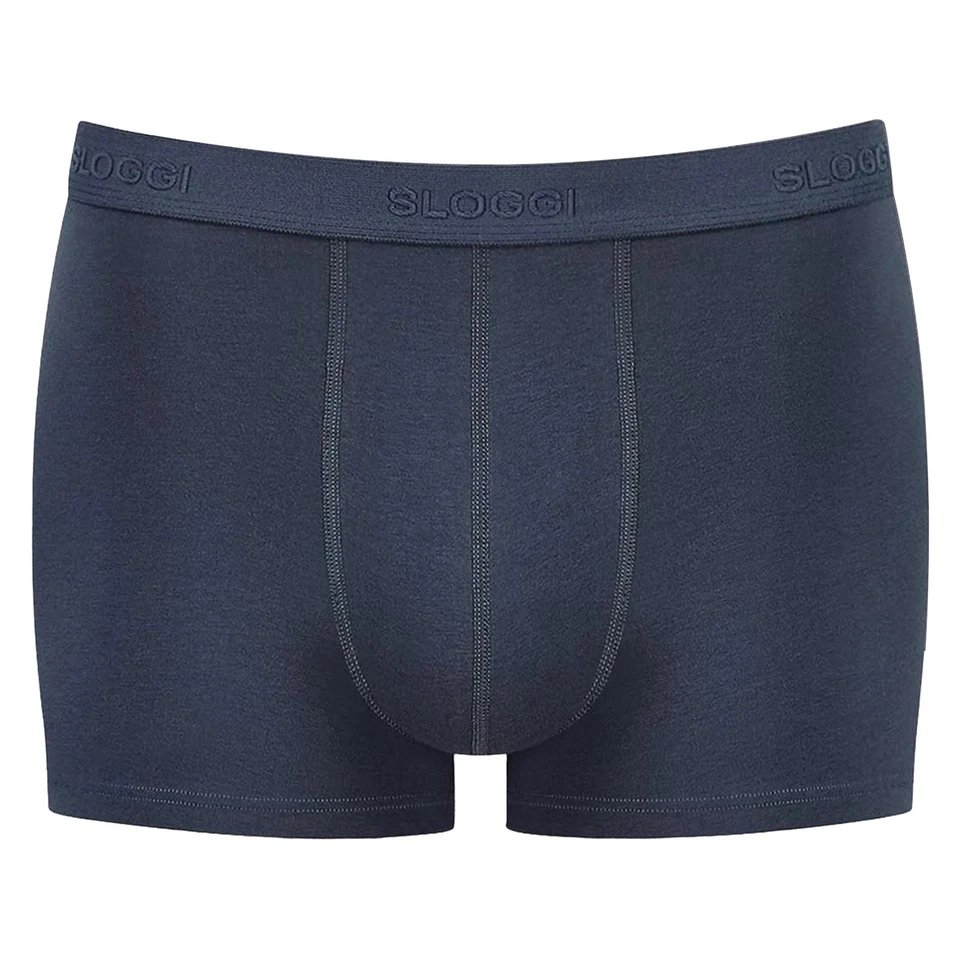 Sloggi Hombre Boxer Shorts, 2er Paquete - 24/7 , Algodón, Liso AZUL S (Pequeño) - Imagen 2 de 3