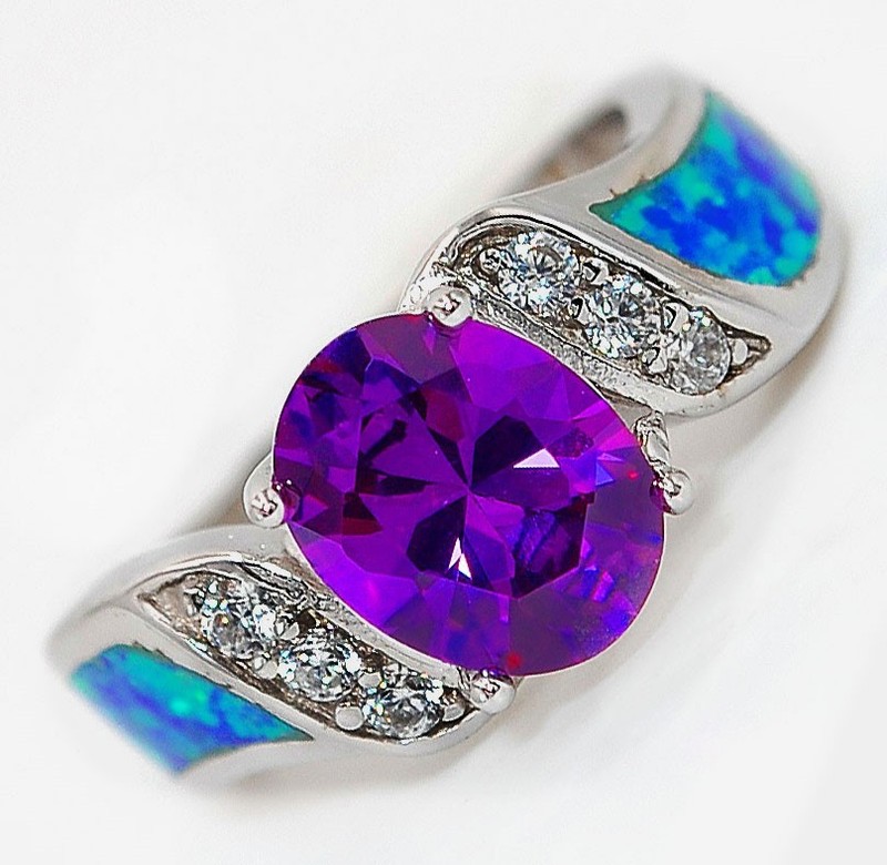 3CT Amethyst 925 Solid Sterling Silver Ring Jewelry Sz 8 AT2