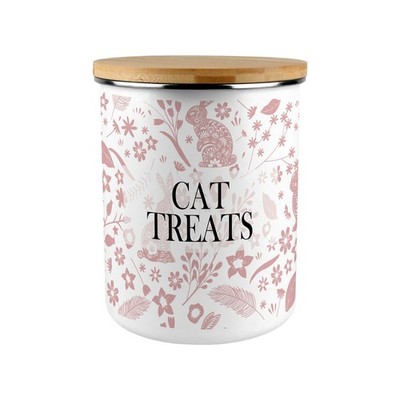 Rosa Kaninchen Katze Leckerli Aufbewahrung Kanister - XL Emaille Behälter Haus Geschenk